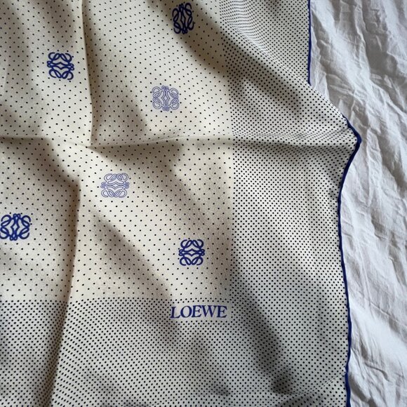Loewe Vintage Silk Scarf Logo Blue Dot - Picture 4 of 6